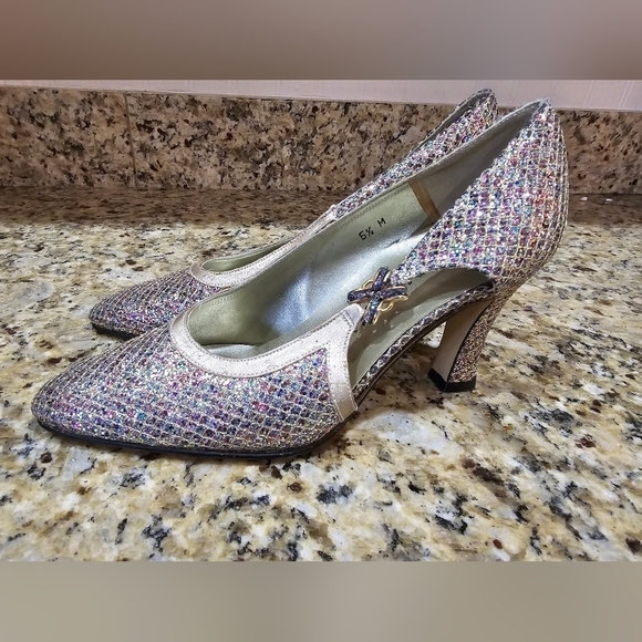 Margaret Jerrold Vintage Sparkly Heels Womens Size 5.5 Made In Spain - Picture 5 of 10